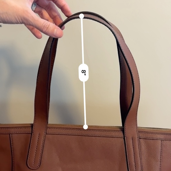 Brown leather 2 handle Fossil Tote Bag - Picture 7 of 9